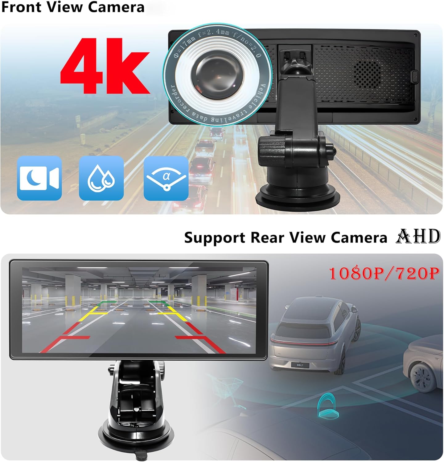 Front and rear camera views