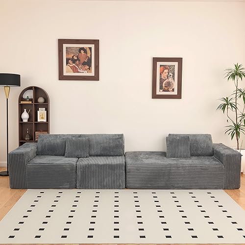 Miniatura 7 de Modular Sectional Couches Sofa with L-Shape Chaise, Modern Cloud Couch Sectional with Deep Seat, Upholstered Convertible Sofa Bed for Living Room