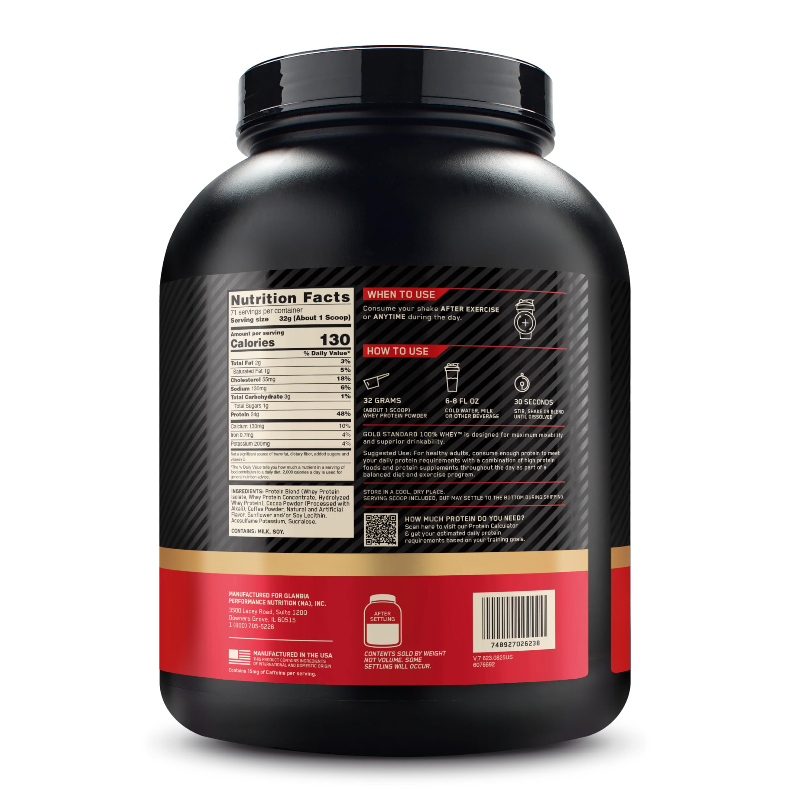 Optimum Nutrition Gold Standard Whey Protein Powder, Mocha Cappuccino, 5 LB — Amazon image 10