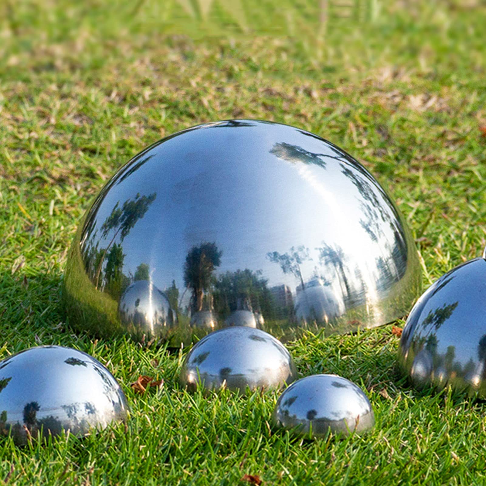 Boules Réfléchissantes pour Jardin, Hémisphère Jardin Poli Miroir, Boule Creuse Polie en Acier Inoxydable 304 pour Ornements De Décoration Extérieure Intérieure, Taille 17