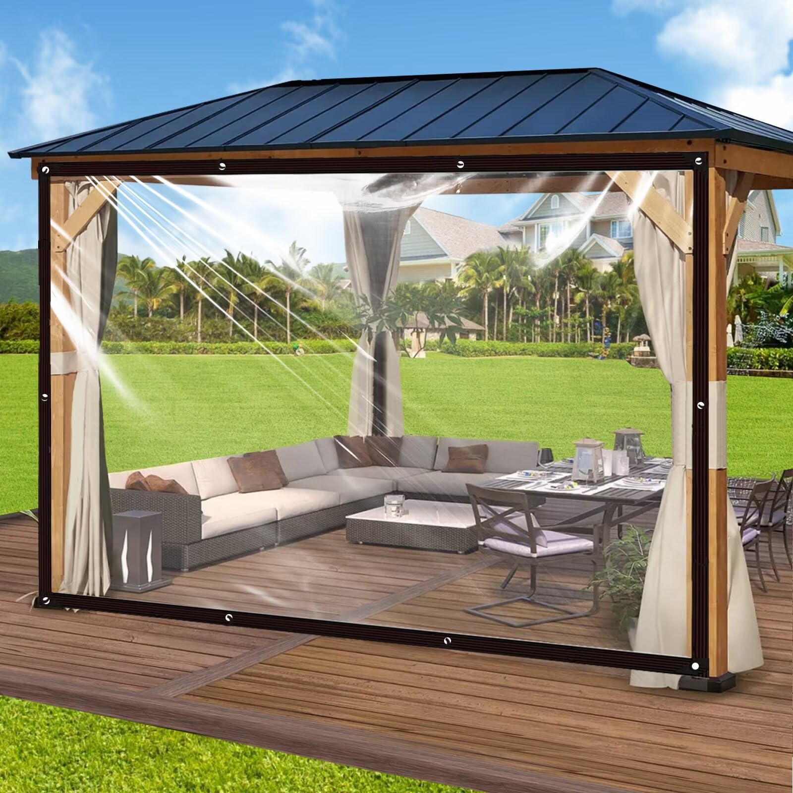 Plane-Wasserdicht-Transparent Mit öSen 1x2m, Plane Durchsichtig für AußEnbereich Abdeckplane Wasserdicht Transparent Durchsichtige Plane für Terrasse Hühnerstall