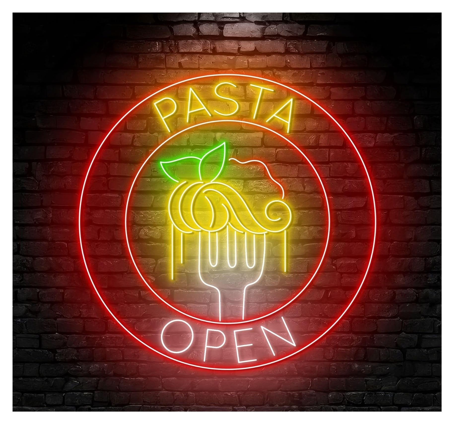 Insegna al Neon Insegna Al Neon Pasta Opencon Scritta Cucina Italiana, Spaghetti, Cibo, Arte Murale A LED, Decorazione Per Ristorante, Vetrina 63cm