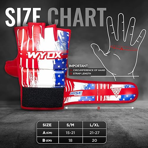 Miniatura 4 de WYOX Guantes MMA para hombres y mujeres  Guantes de boxeo de agarre y combate con diseño de palma abierta, guantes de entrenamiento acolchados sin