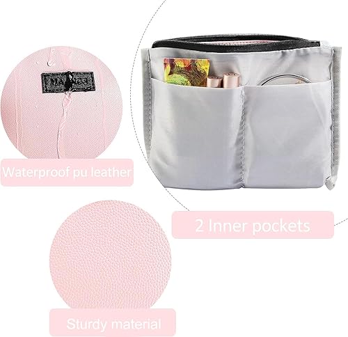 Miniatura 4 de Bolsas de cosméticos para mujer, pequeña bolsa de maquillaje para monedero, bolsa de maquillaje de piel sintética, bolsa de maquillaje de viaje con