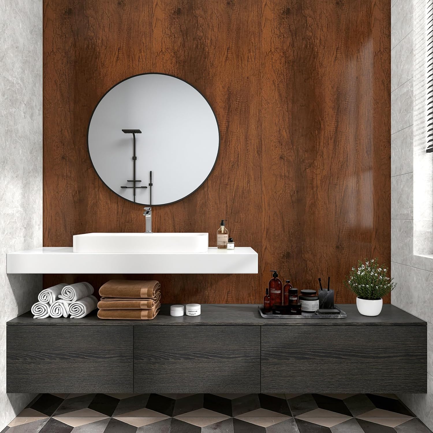 Wallercity Brown Peel and Stick Wood Grain Contact Paper Wood Look Self Adhesive Wallpaper for Countertop Drawer Peel and Stick Countertops Contact Paper Waterproof Vintage for Cabinets 15.8''x78.7''