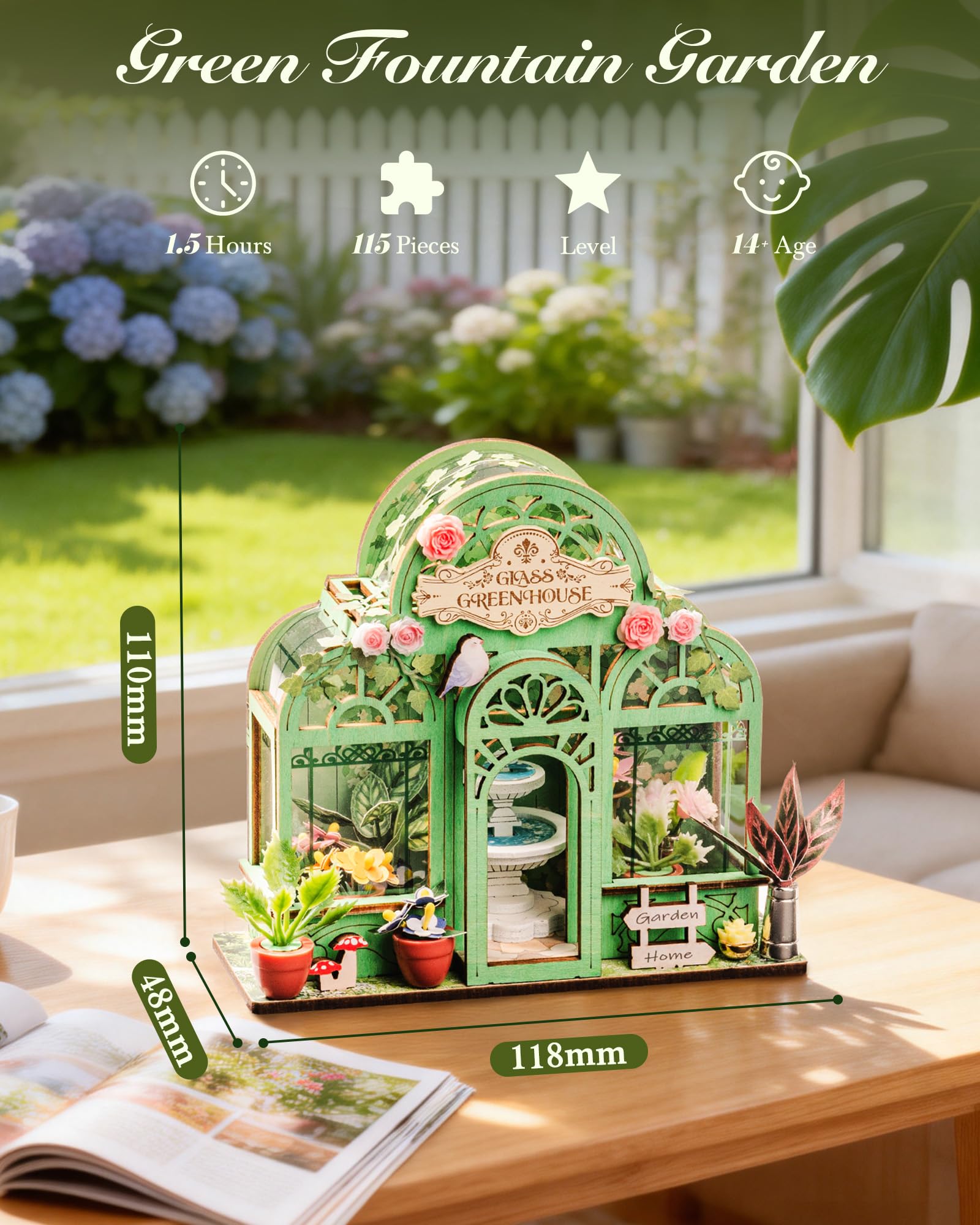 Rolife Maison de Poupée Série Mini Magasin Maquette Kit de Maison Miniature Maquette en Bois Book Nook Kit Décoration Intérieure Cadeau d'anniversaire pour Adultes (Jardin à Fontaine) - 2
