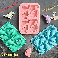 Vista 6 de 3 moldes de silicona de dinosaurio – Molde de dinosaurio antiadherente para nuggets de pollo, paletas, dulces de chocolate y moldes de huevo