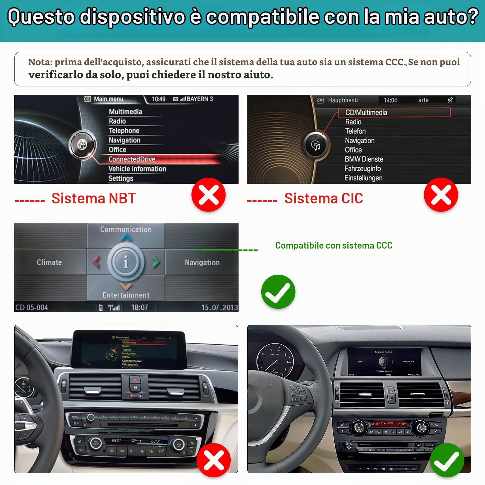 Autoradio con touch screen da 10,25" per BMW X5/X6 E70 E71 2007-2010 con sistema CCC, supporto Apple Carplay/Android Auto/Mirrorlink/navigazione GPS aggiornamento schermo stereo per auto