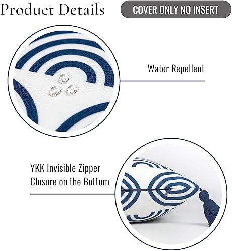 Miniatura 6 de Hofdeco Premium Coastal Hampton Style - Funda de almohada para patio interior y exterior, solo 18 x 18 pulgadas, resistente al agua para patio