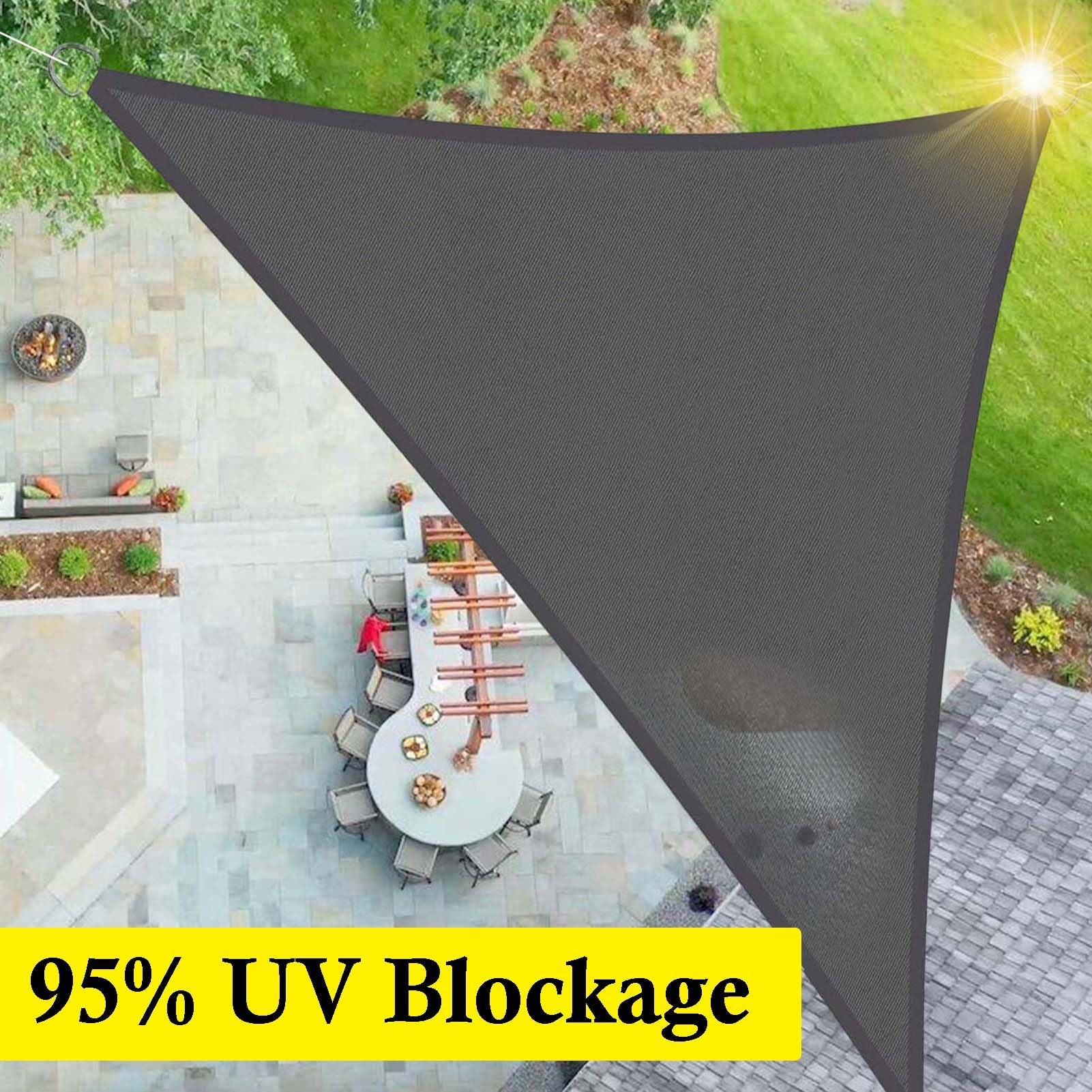 SRHIMEOS 5x5x7m Triangulaire Voiles D Ombrages, Étanche Toile Ombrage Exterieur, Voile D'ombrage Imperméable pour Jardin Terrasse Camping, 95% Protection Solaire Tissu D'ombrage