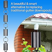 Vista 6 de RainChains Pacific Channel - Cadena de lluvia de aluminio negro de 8.5 pies para canalones, cadena decorativa