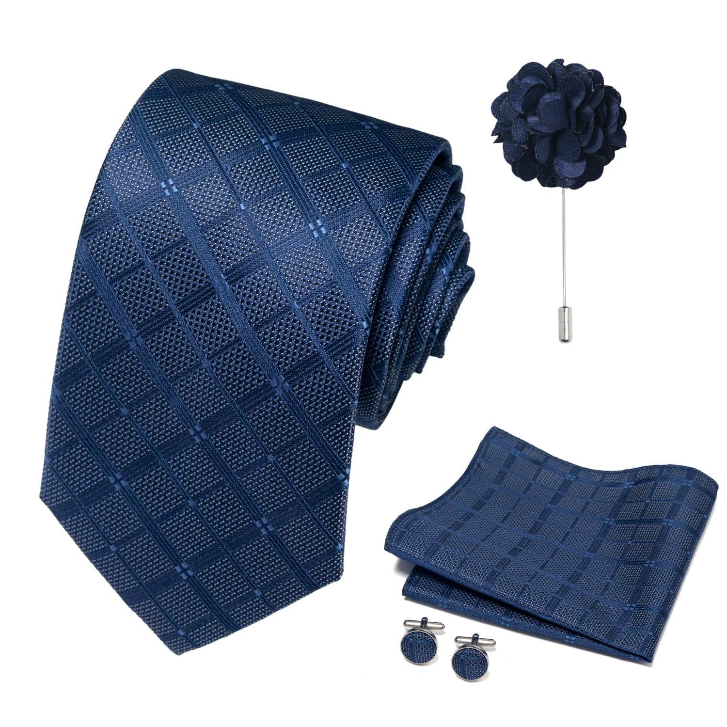 joy alice 70 Colors Ties Set Men Mixed Color Necktie Handkerchief Cufflinks Brooch 3.15 Formal