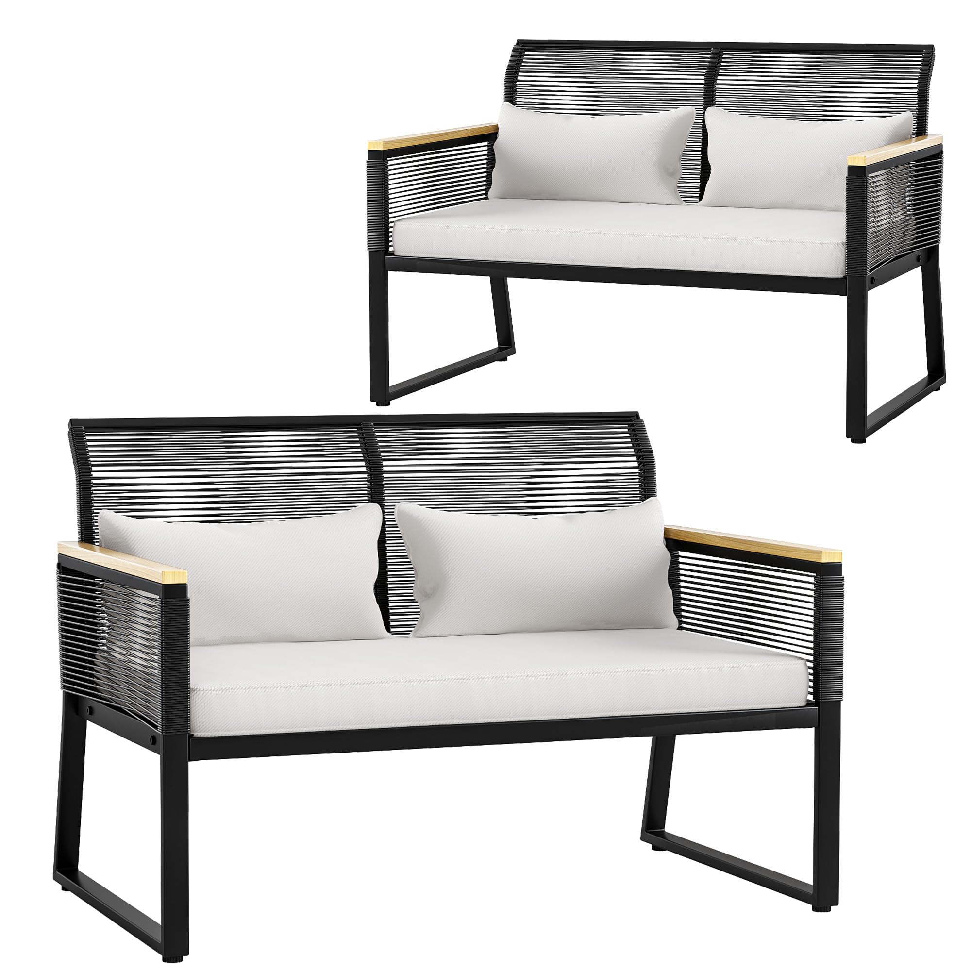 2-Piece Brown Padded Wicker Outdoor Chaise Lounge Patio Reclining Chair With Adjustable Backrest Ff W1859109883