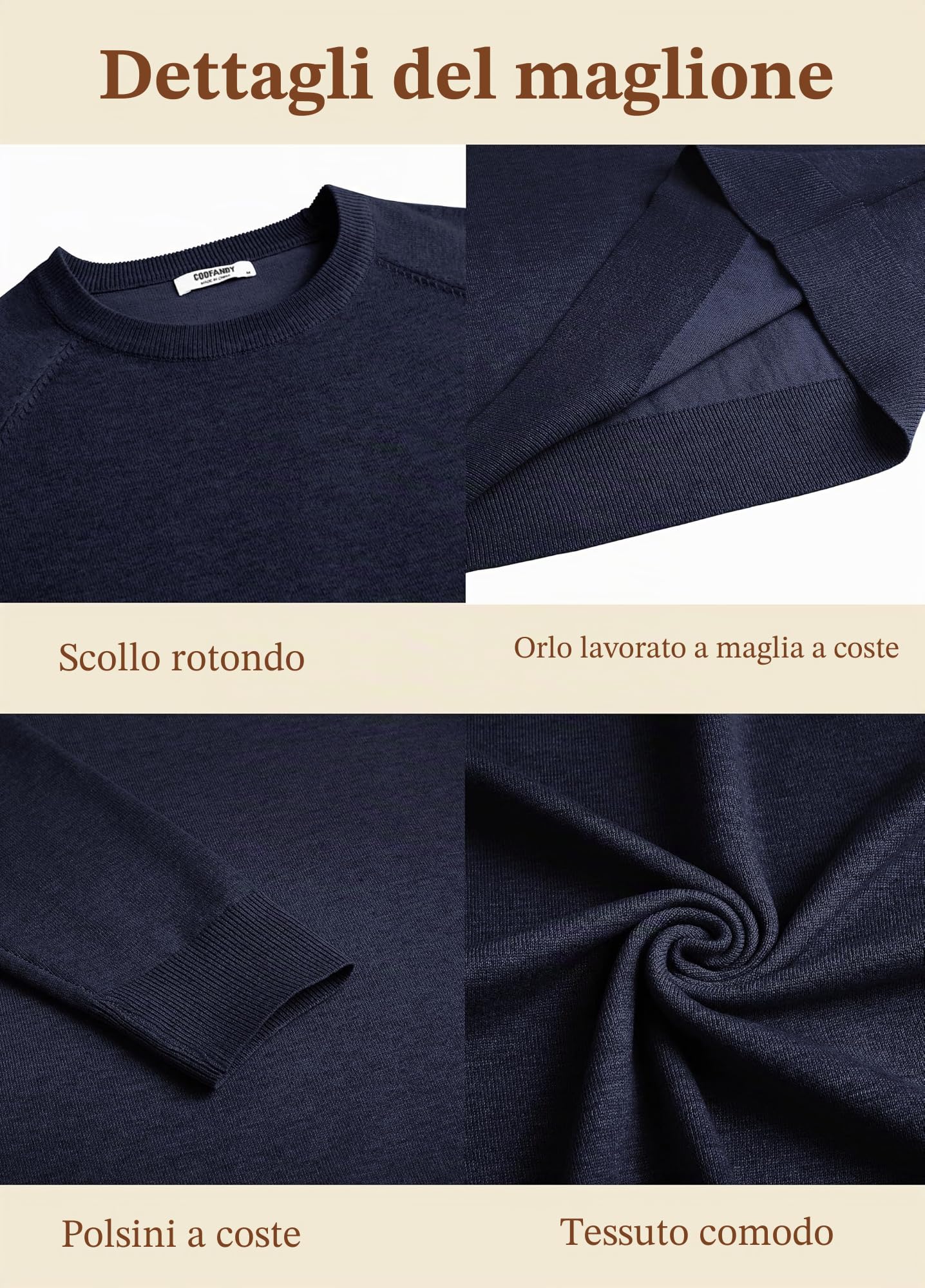 COOFANDY Maglioni per Uomo Pullover a Maglia Maglioncino Girocollo Sweater a Maniche Lunghe Caldo Maglione Lavorato a Coste