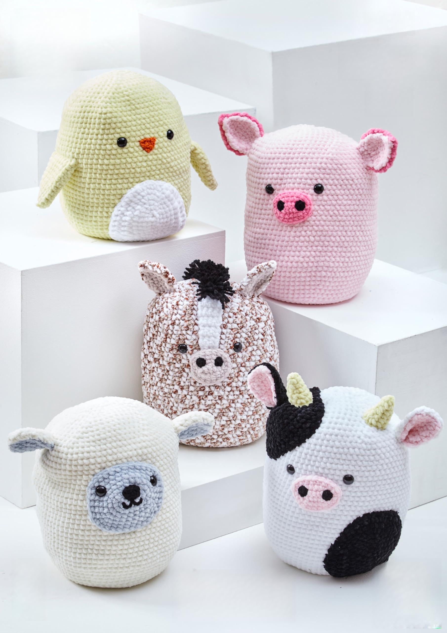 King Cole Yummy Amigurumi Crochet Pattern Squishy Horse Sheep Cow Chick & Pig 9177
