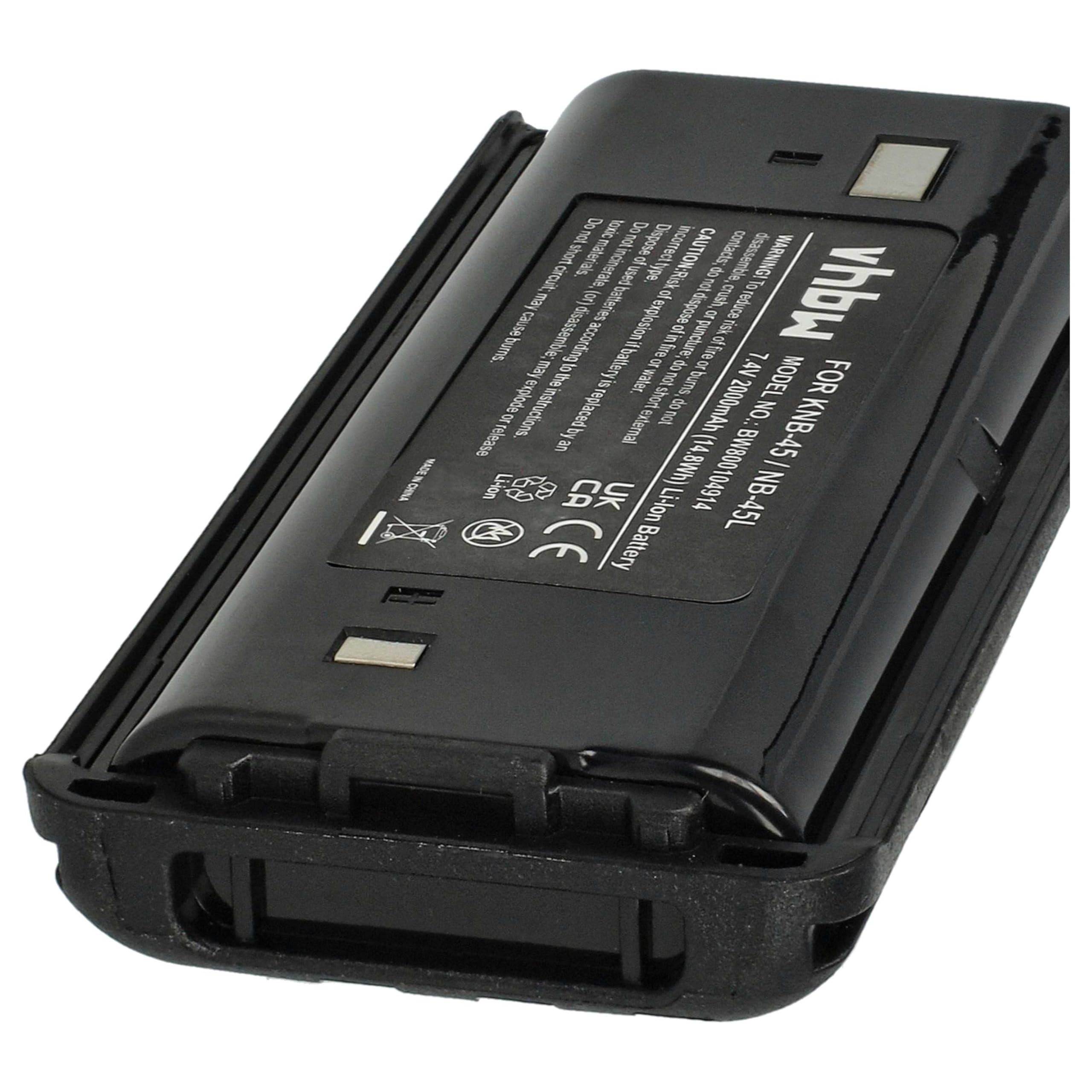 vhbw 2X Batterie Remplacement pour Kenwood KNB-45, KNB-45L, KNB-45Li pour Radio Talkie-walkie (2000mAh, 7,4V, Li-ION)
