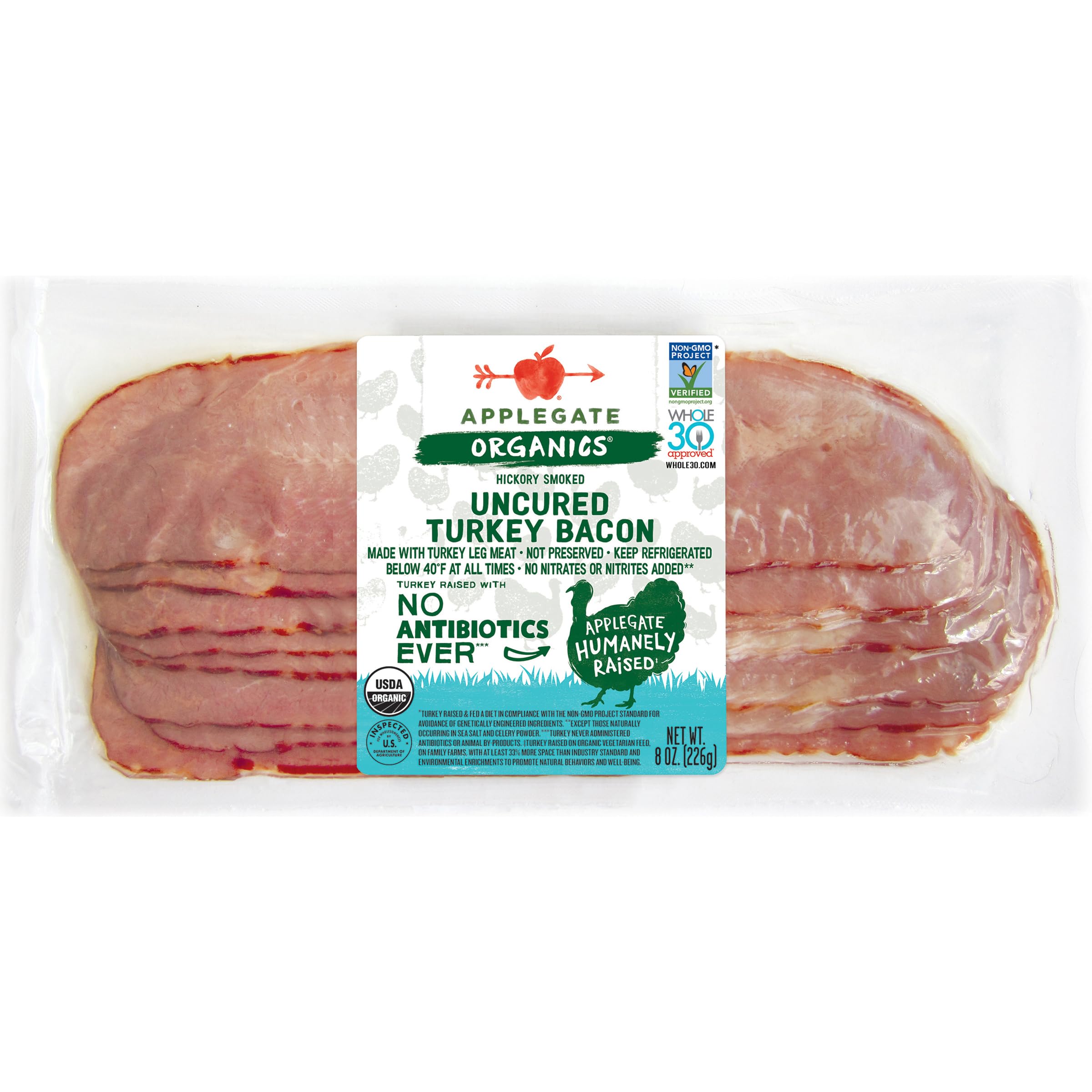 Applegate Organic Hickory Smoked Uncured Turkey Bacon 8oz