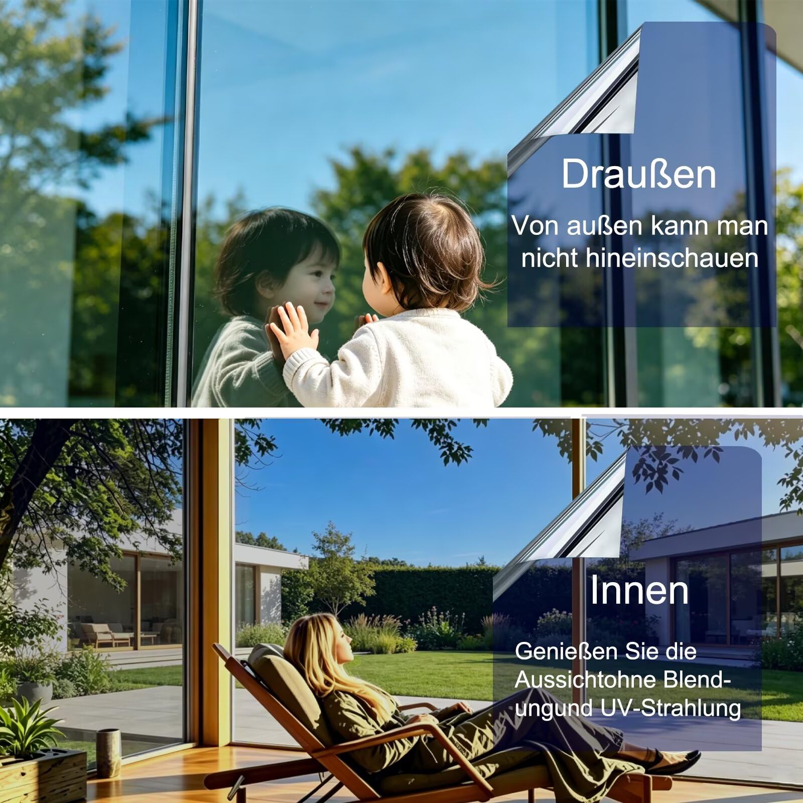Hitzeschutzfolie Fenster außen & Innen Spiegelfolie Fenster Sichtschutz Fensterfolie Hitzeschutz Sonnenschutzfolie UV Schutzfolie Thermofolie Fenster gegen Hitze für Sommer Silber 90x200cm