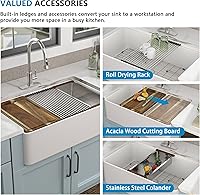 Vista 31 de 36 Farm Sink White - Fulorni 36"x20" Farmhouse Kitchen Sink Flat Apron Front White Ceramic Porcelain Fireclay Deep Single Bowl Farmer Kitchen Sink