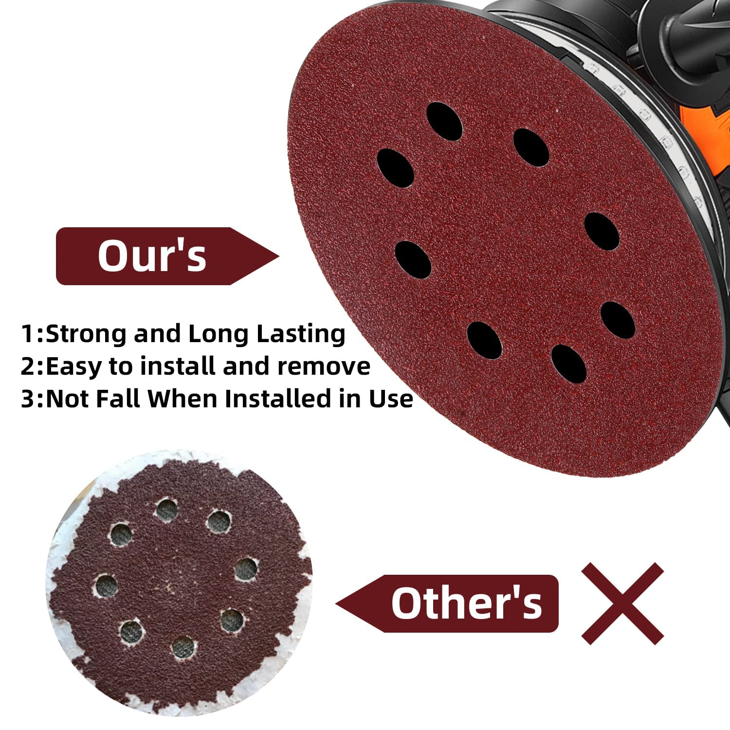 Dischi abrasivi da 125 mm Carta vetrata in ossido di Alluminio a 8 Fori for la Lavorazione del Legno con Gancio e Anello for levigatura orbitale Casuale(Mixed Grits(40-600))
