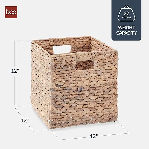 Miniatura 2 de Best Choice Products Cestas de jacinto de 12 x 12 pulgadas, juego rústico de 5 organizadores de almacenamiento plegables multiusos, bolsas de