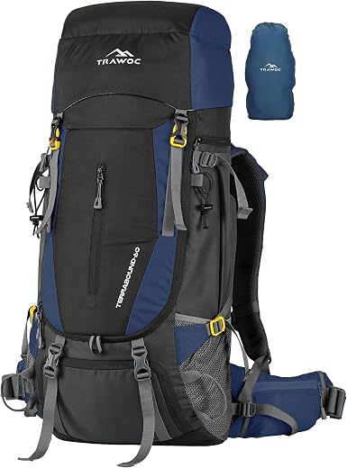 TRAWOC TERRABOUND 60 Liter Camping Backpack Trekking Hiking Ruckssack Travel Bag Front &amp; Top Loading Laptop/Rain Cover/Sho...