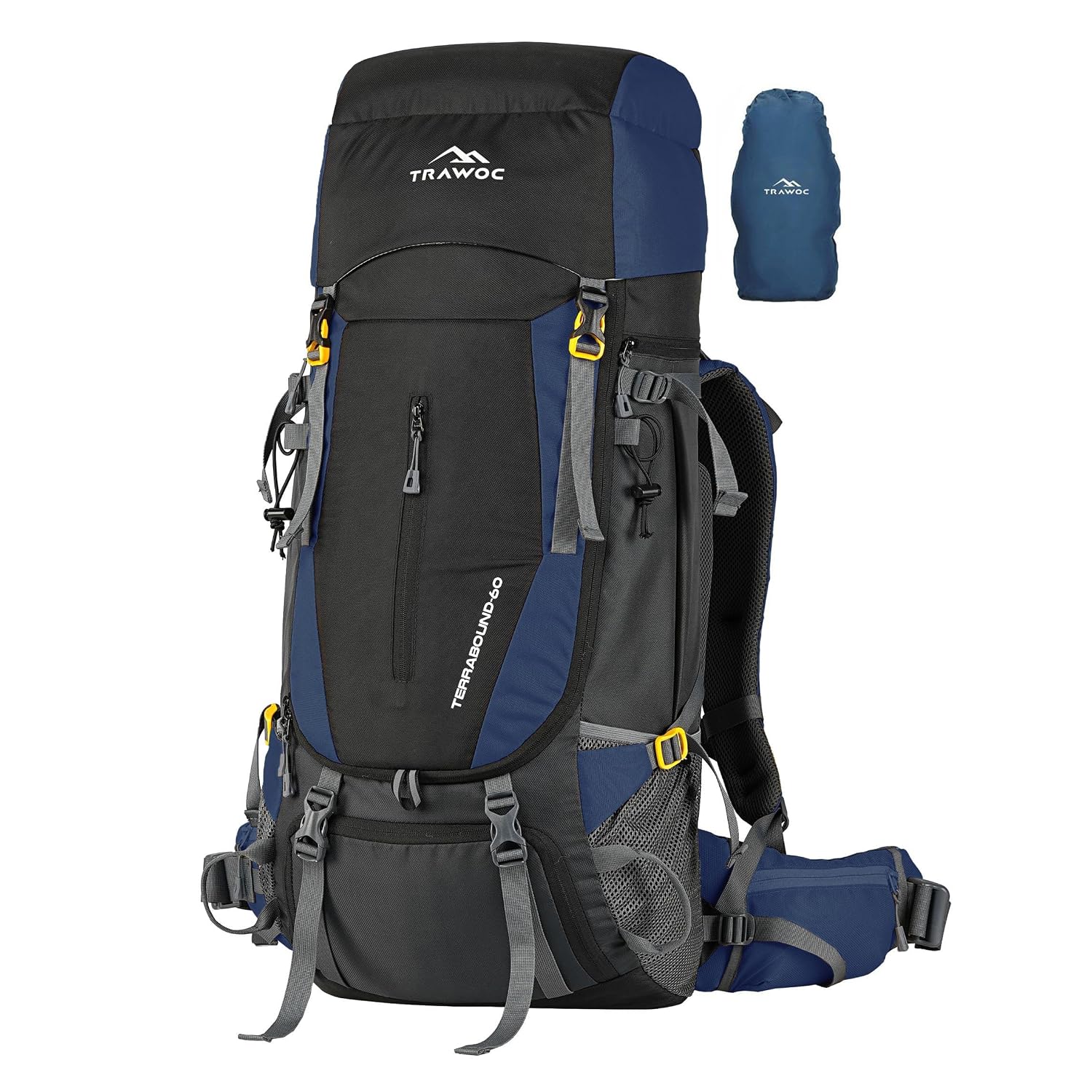 TRAWOC TERRABOUND 60 Liter Camping Backpack Trekking Hiking Ruckssack Travel Bag Front & Top Loading Laptop/Rain Cover/Sho...