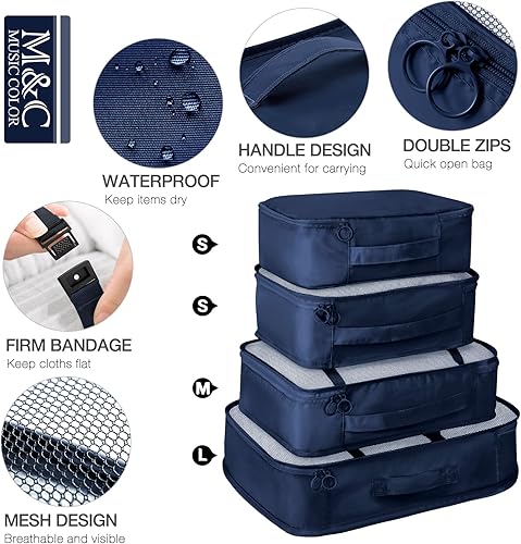 Miniatura 4 de Juego de 7 cubos de embalaje para viajes, organizadores de equipaje para accesorios de viaje, organizador de bolsas de viaje para equipaje,