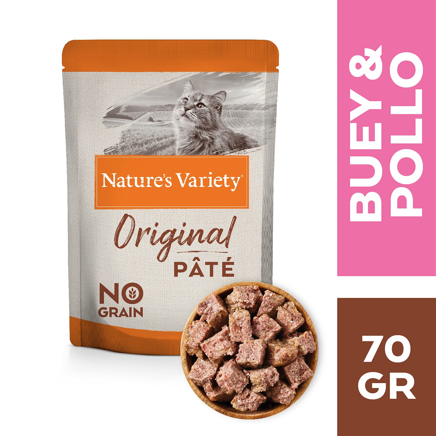 Nature's Variety Original No Grain - Multipack de patés para Gatos Adultos - 3 Multipacks de 12 x 70 g - Total 2,52 kg