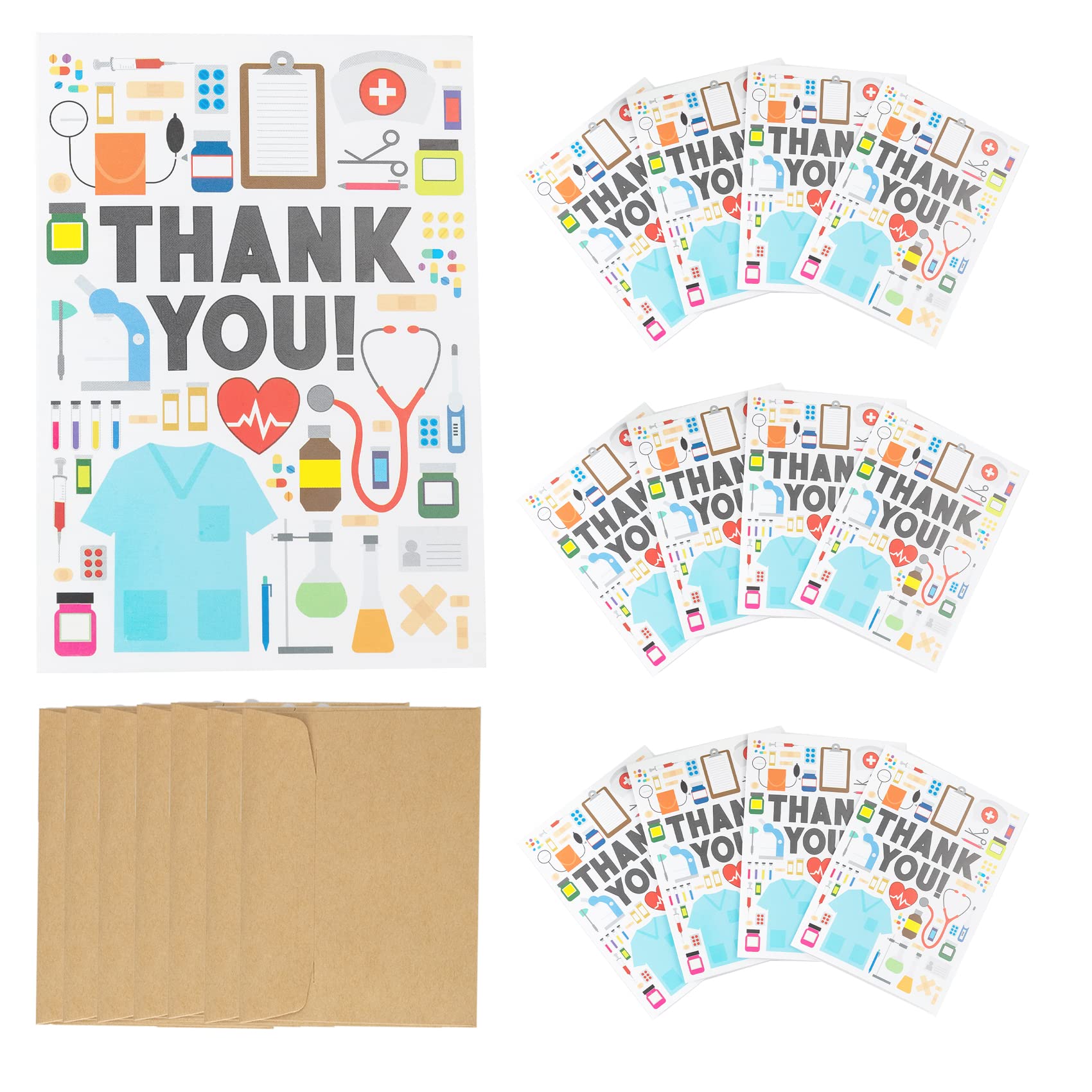Senteria Doctor Day Cards Nurses Week Cards 12pcs Doctor Day Thank You Gifts Cards Set for Nurse Healthcare Workers， Happy Doctors Day