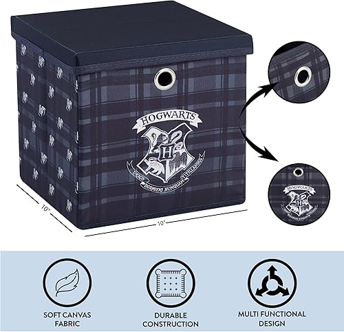 Miniatura 3 de Harry Potter Cubo de almacenamiento plegable con tapa extraíble, 10 x 10 x 10 pulgadas, organizador de tela para decoración de dormitorio de niños,