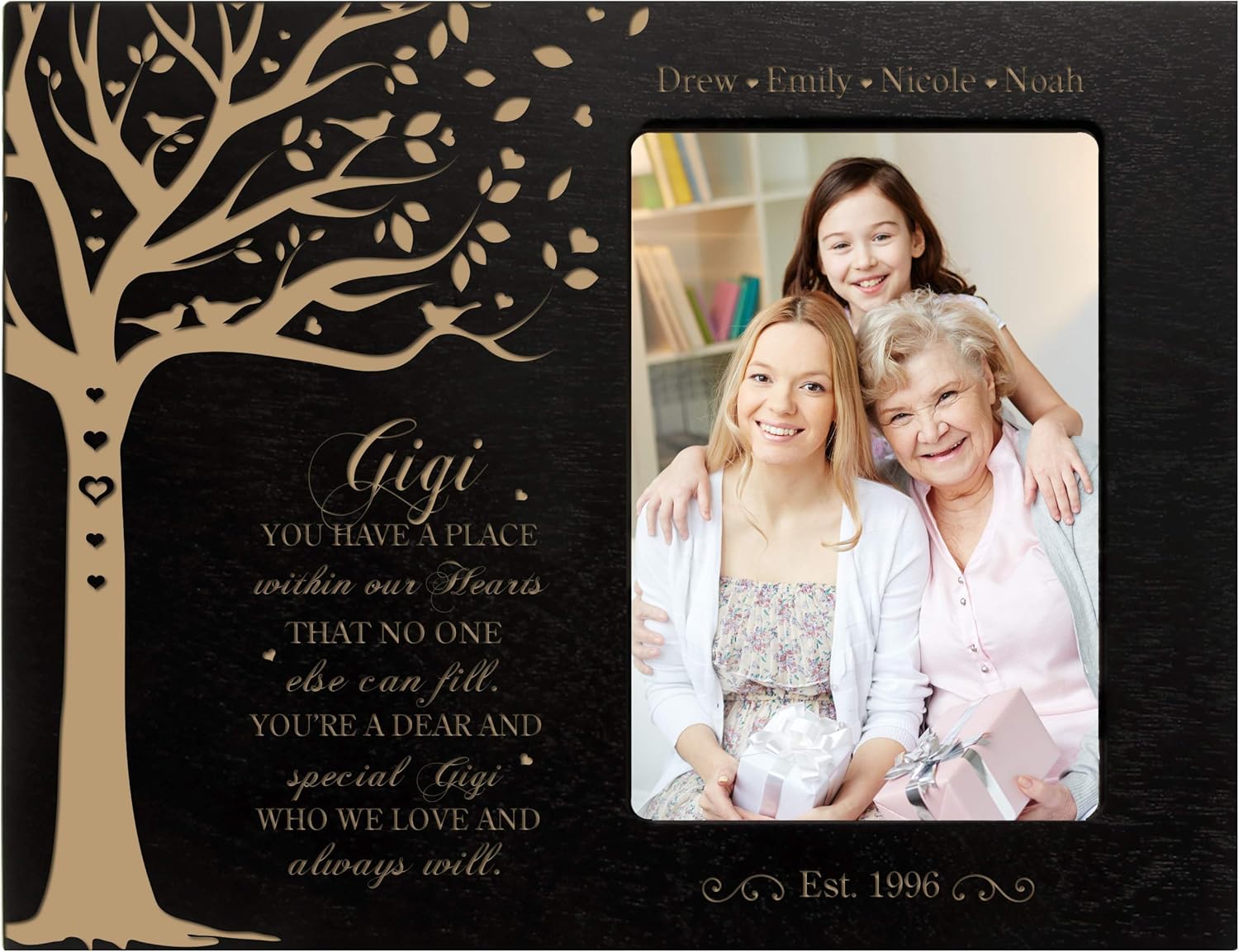 LifeSong Milestones Personalized from Son, Grandson, Nephew Solid Wood Vertical Frames Family Keepsake 8”x10” Holds 4”x6” Photo You Have A Place Gigi (Cherry)
