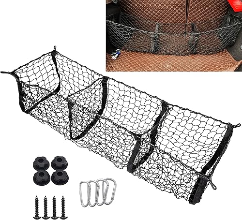 Red de malla de almacenamiento de carga, 3 bolsillos de red de carga, organizador de maletero de carga de malla adecuada para automóvil, SUV,