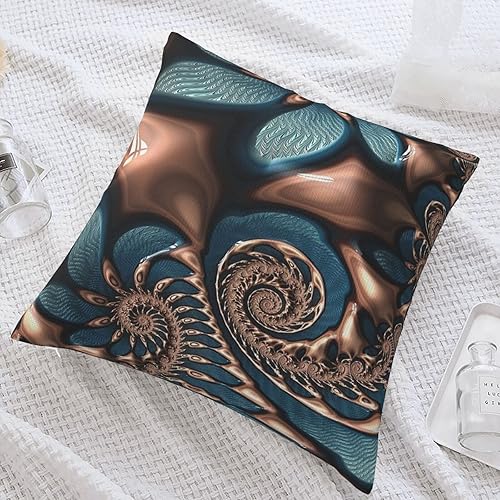 Miniatura 5 de Drissa Fundas de almohada decorativas con espirales fractales de color verde azulado y chocolate con espirales fractales, funda de cojín cuadrada de