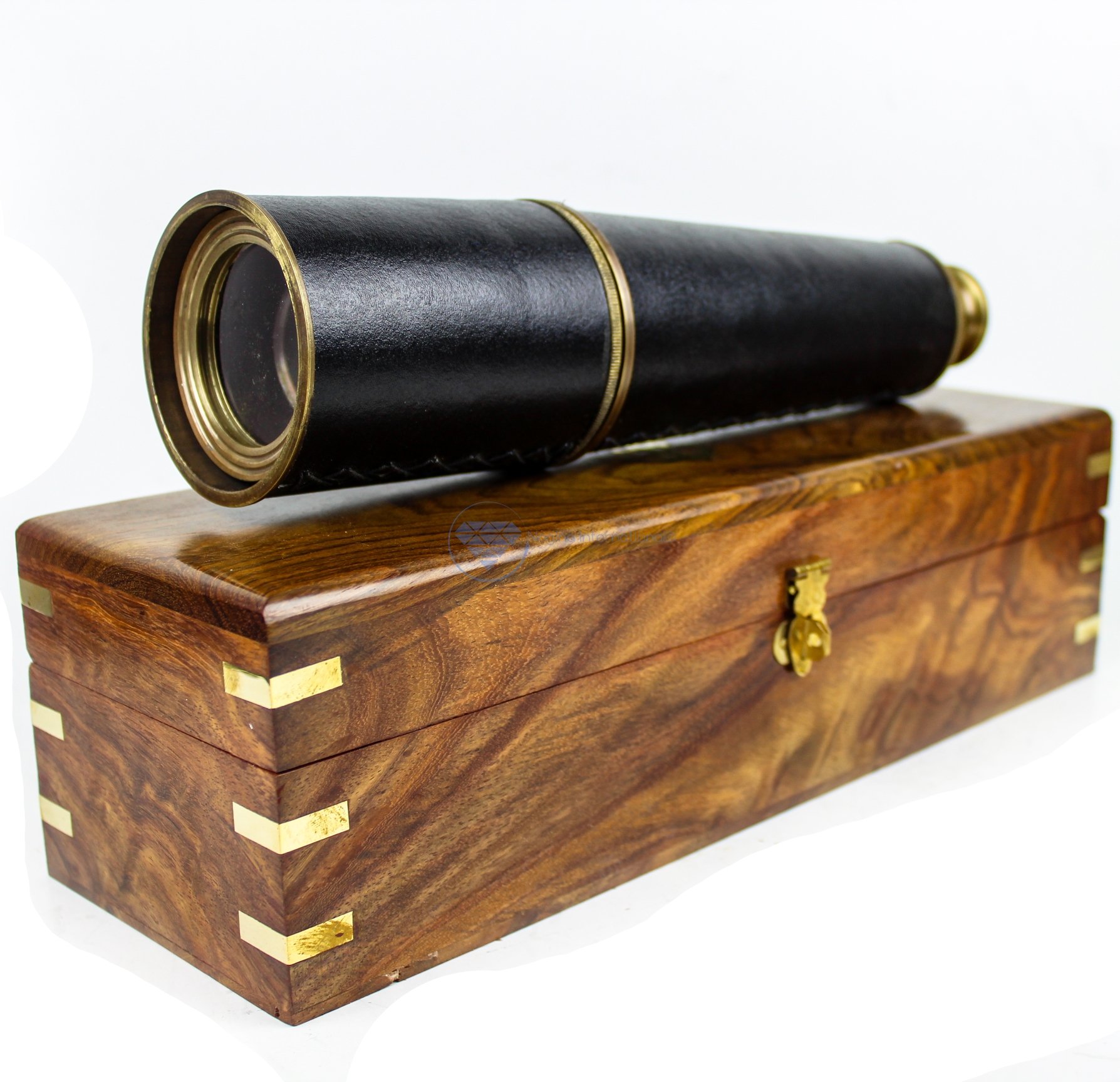 Nagina International Nautical Pirate'S Maritime 32" Large Spyglass With Beautiful Brass Decorative Anchor Emblem Rosewood Hand Crafted Wooden Box | Antique Ship'S Replicas (Antique Brass With Box)