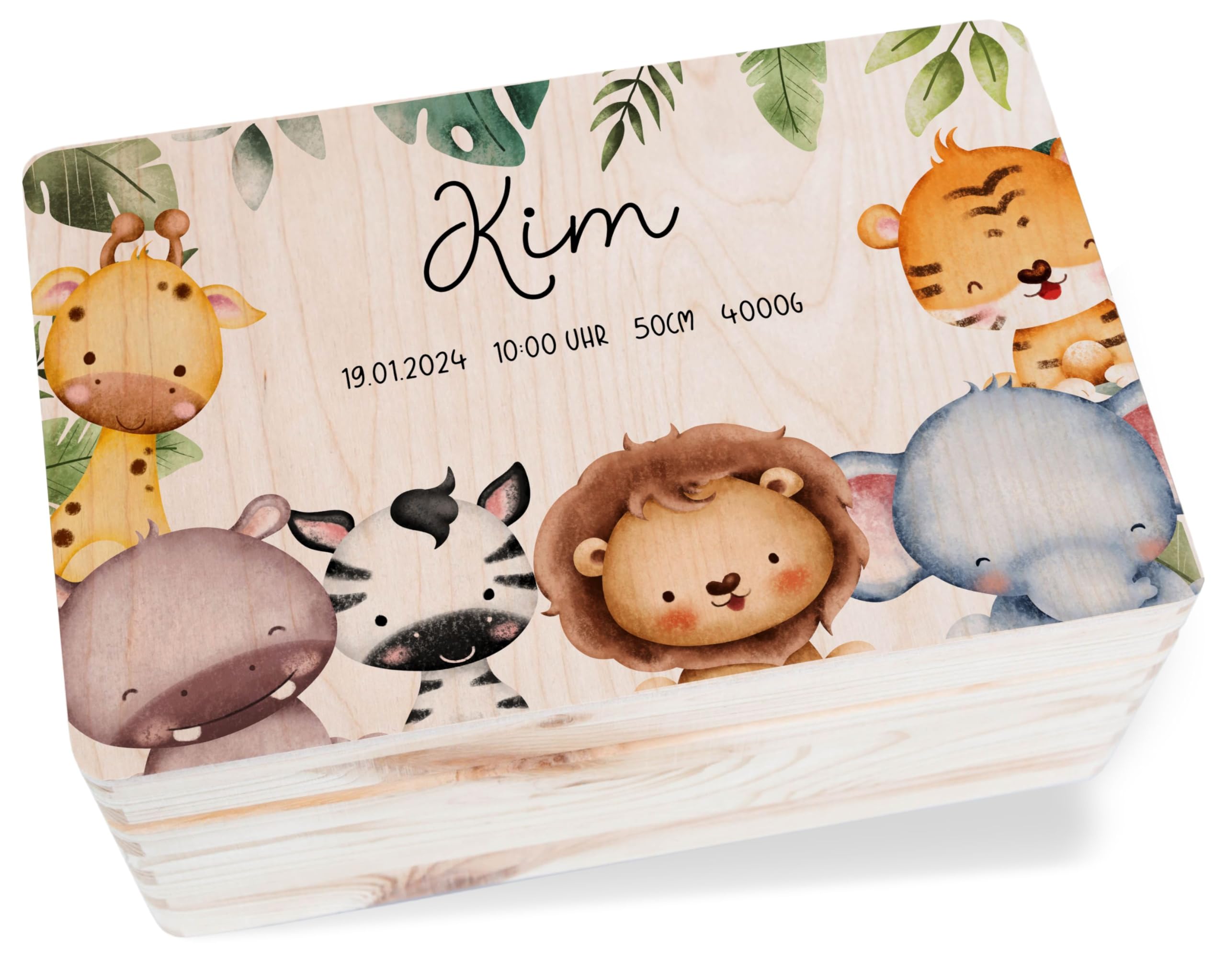 Baby Erinnerungsbox Personalisiert - Holzkiste Mit Pferdemotiv 30x20x14 Cm