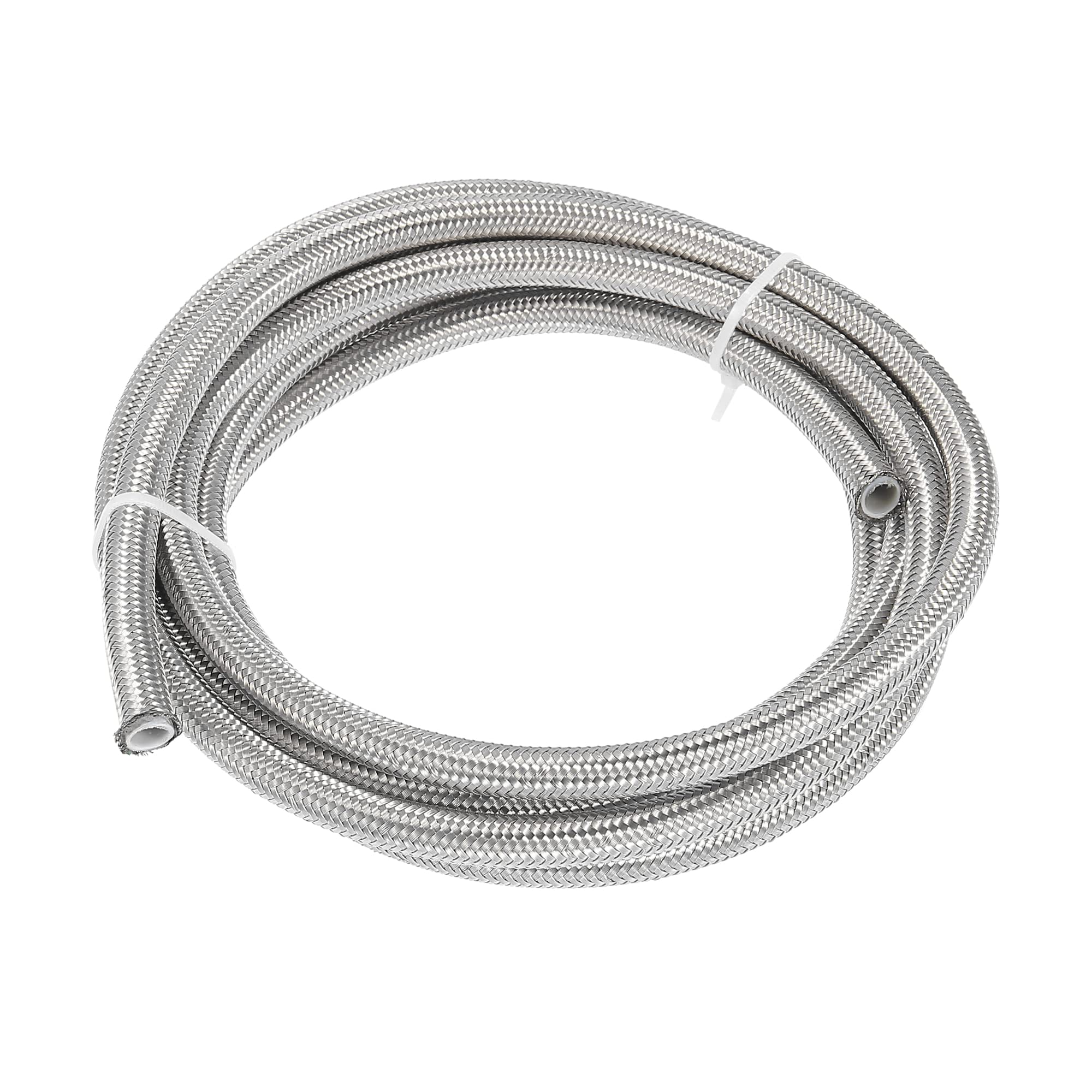 X AUTOHAUX Öl Brennstoff Gasleitung Schlauch AN6 1pc Für Auto Hochdruck | PTFE, Edelstahl, Silberton, 300cm, Öl, Bremsflüssigkeit, Arbeitsdruck 3000 PSI, Für Schiffsmotoren, Rennwagen, Fahrräder