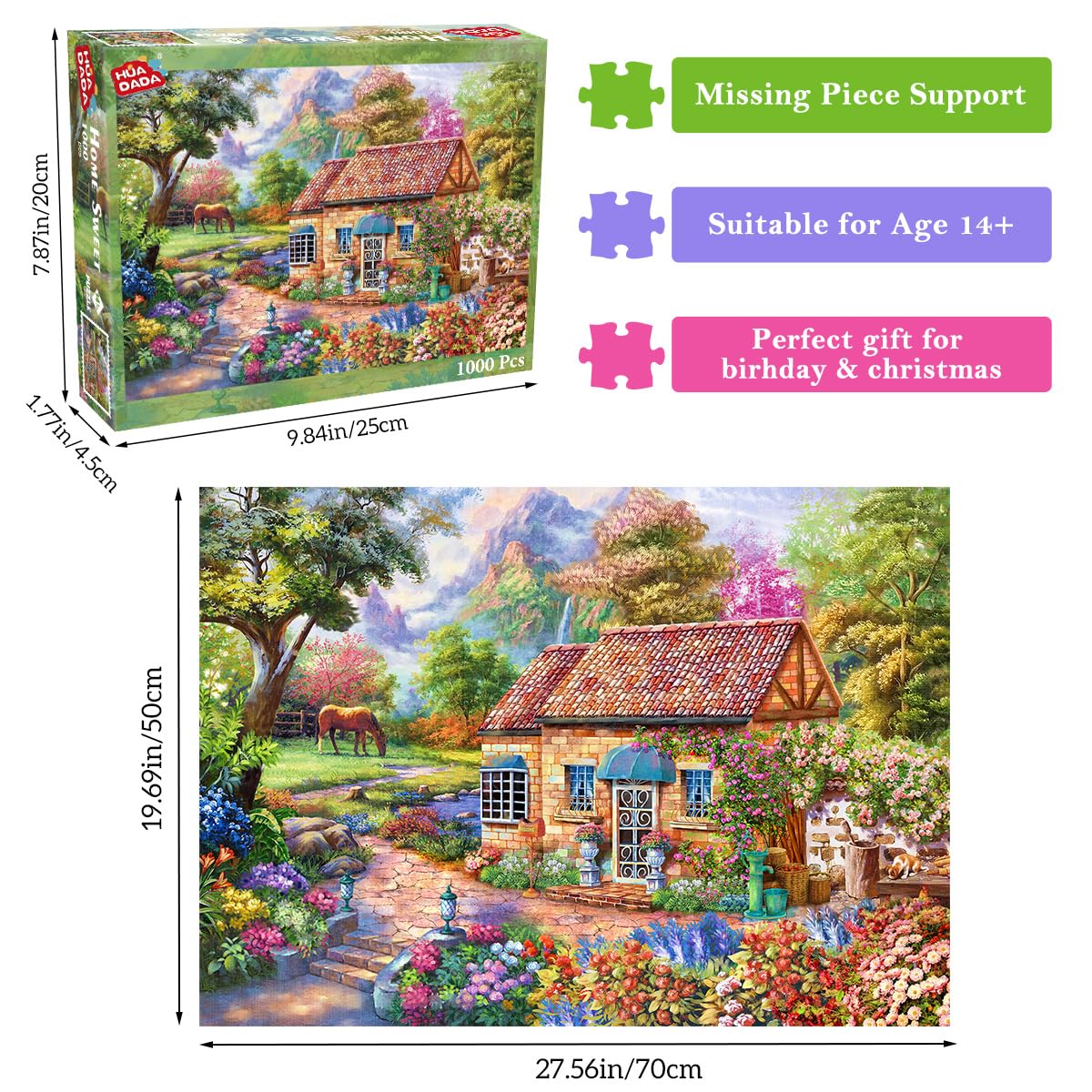 Puzzle 1000 Pezzi Casetta Della Frutta - Rompicapo Per Adulti E Famiglie, 70x50cm, Cartone Riciclato