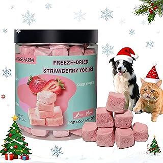 Freeze-Dried Yogurt with Strawberry Dog Treats, High Protein, Limited Ingredient, Grain & Gluten Free, Freeze Dried Training Treats for Dogs & Cats, 5.7 oz