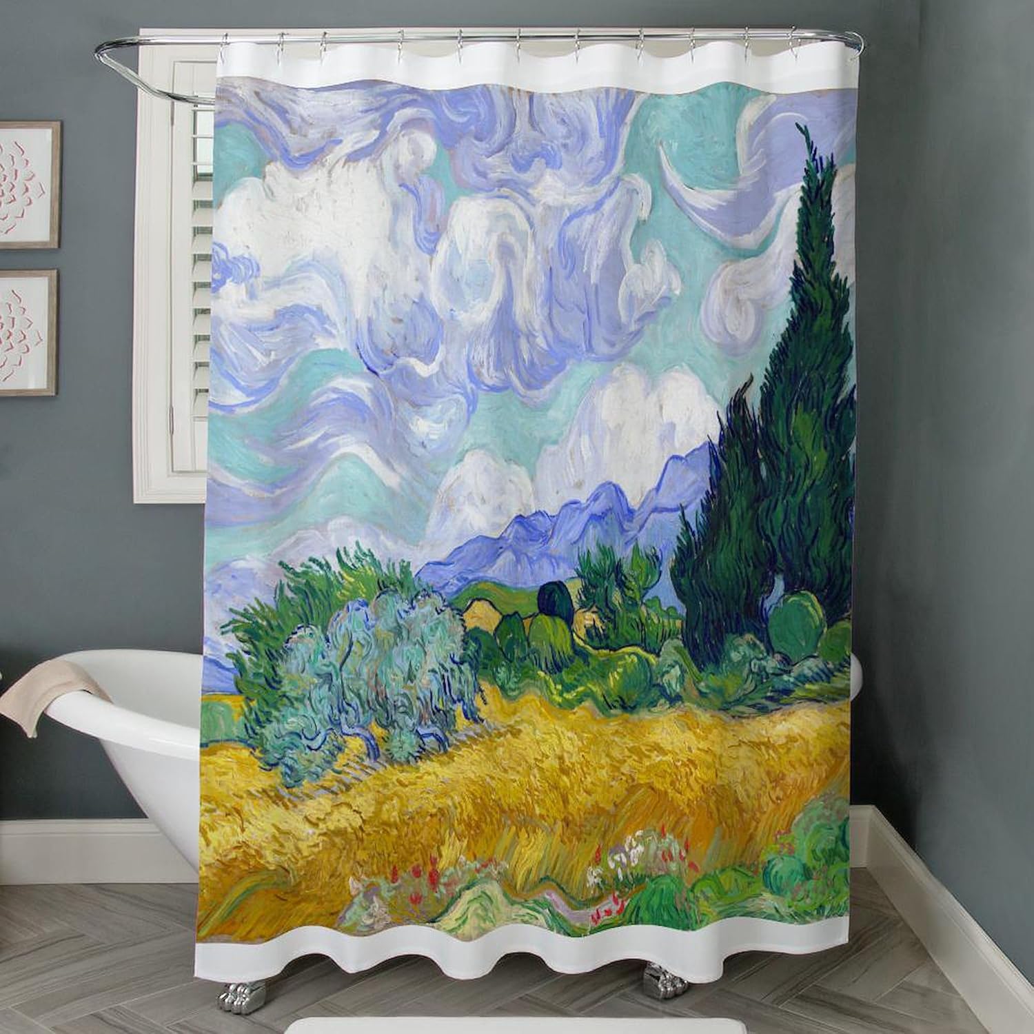 CafePress Van Gogh Wheat Fields Decorative Fabric Shower Curtain