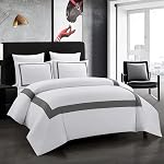 OSVINO Couverture de l'hôtel Duvet 3Pcs Étagères à motifs en ligne de microfibre Ultra Couvre-lits doux respirant Comforter Quitter avec des oreillers, Marine, Roi