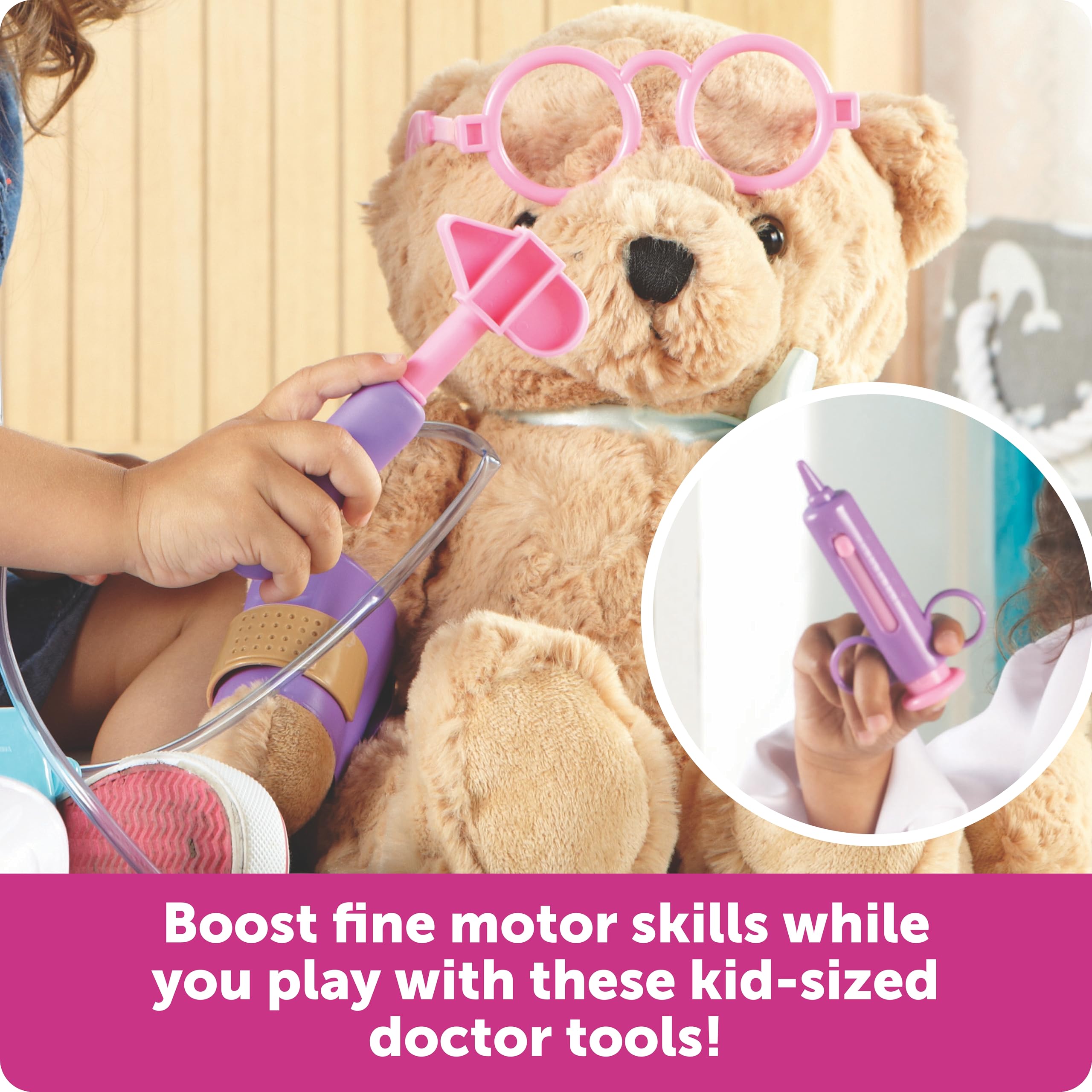Learning Resources Pretend and Play Doctor Kit for Kids, Pink Doctor Costume, 19 Piece Set, Ages 3+