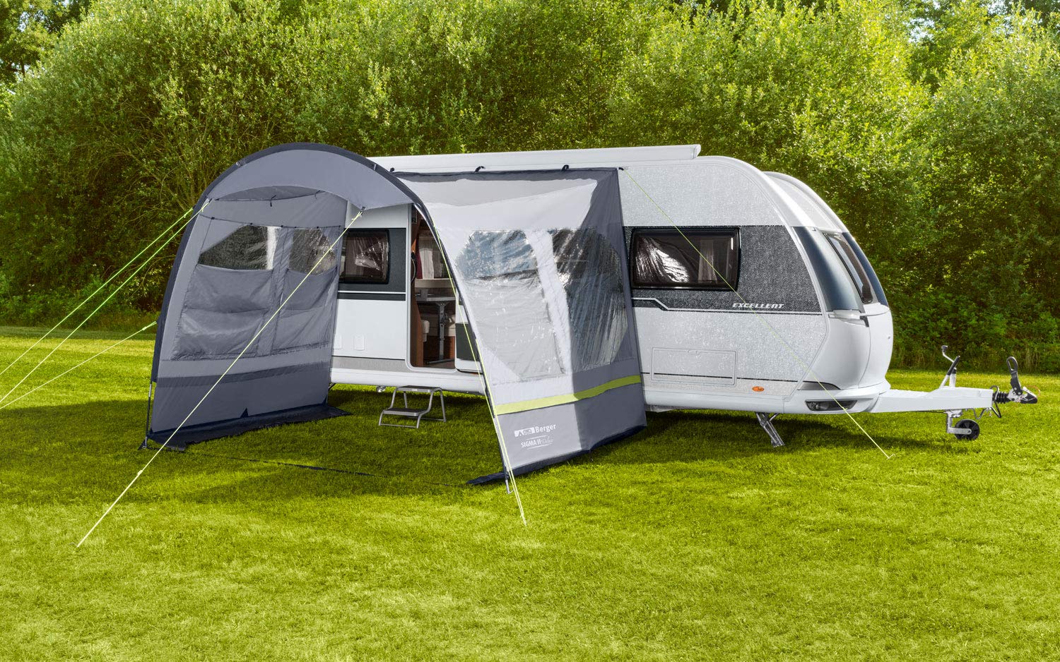 BERGER Sigma II Vorzelt Wohnwagen mit UV Schutz 50+ | Wasserabweisendes Busvorzelt | Sonnensegel, Sonnenvordach, Windschutz und Regenschutz für Auto/Wohnwagen
