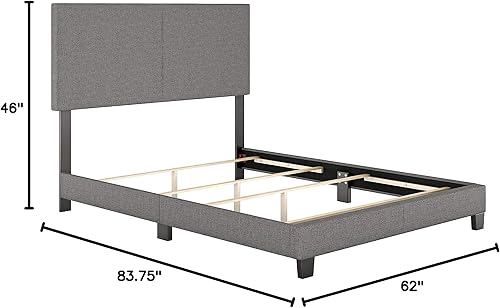 Miniatura 88 de Boyd Sleep Milan - Marco de cama de lino negro con plataforma totalmente tapizada con cabecero ajustable, base o somier calificado para su uso Negro