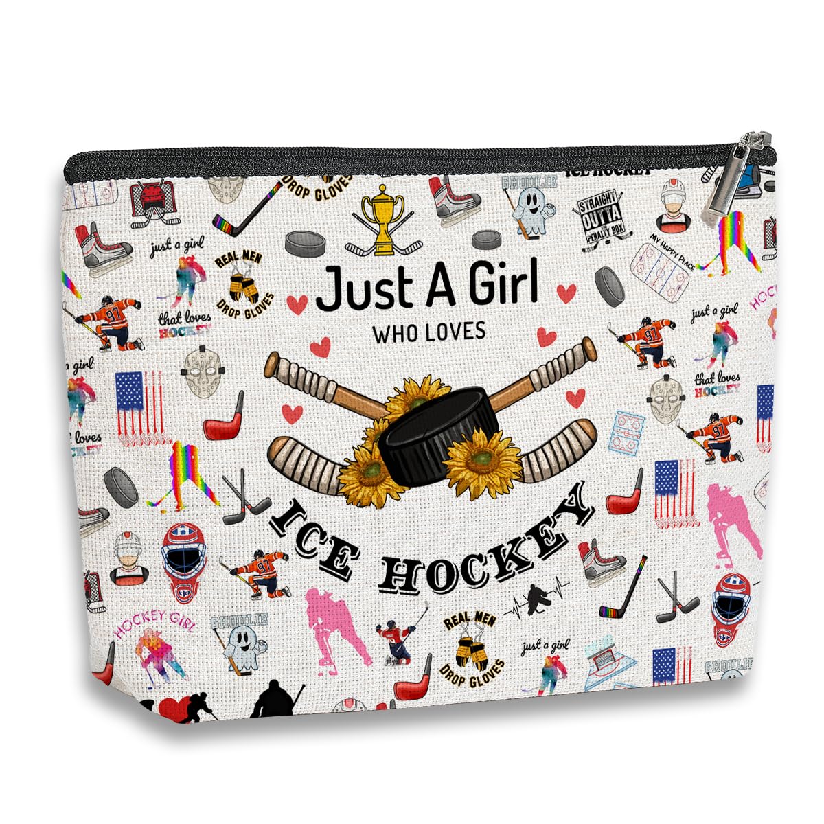 Hockey Gifts Inspirational Hockey Gifts for Ice Hockey Lovers Team Players Makeup Bag Christmas Birthday Gifts for Women Athletics Coach Sister