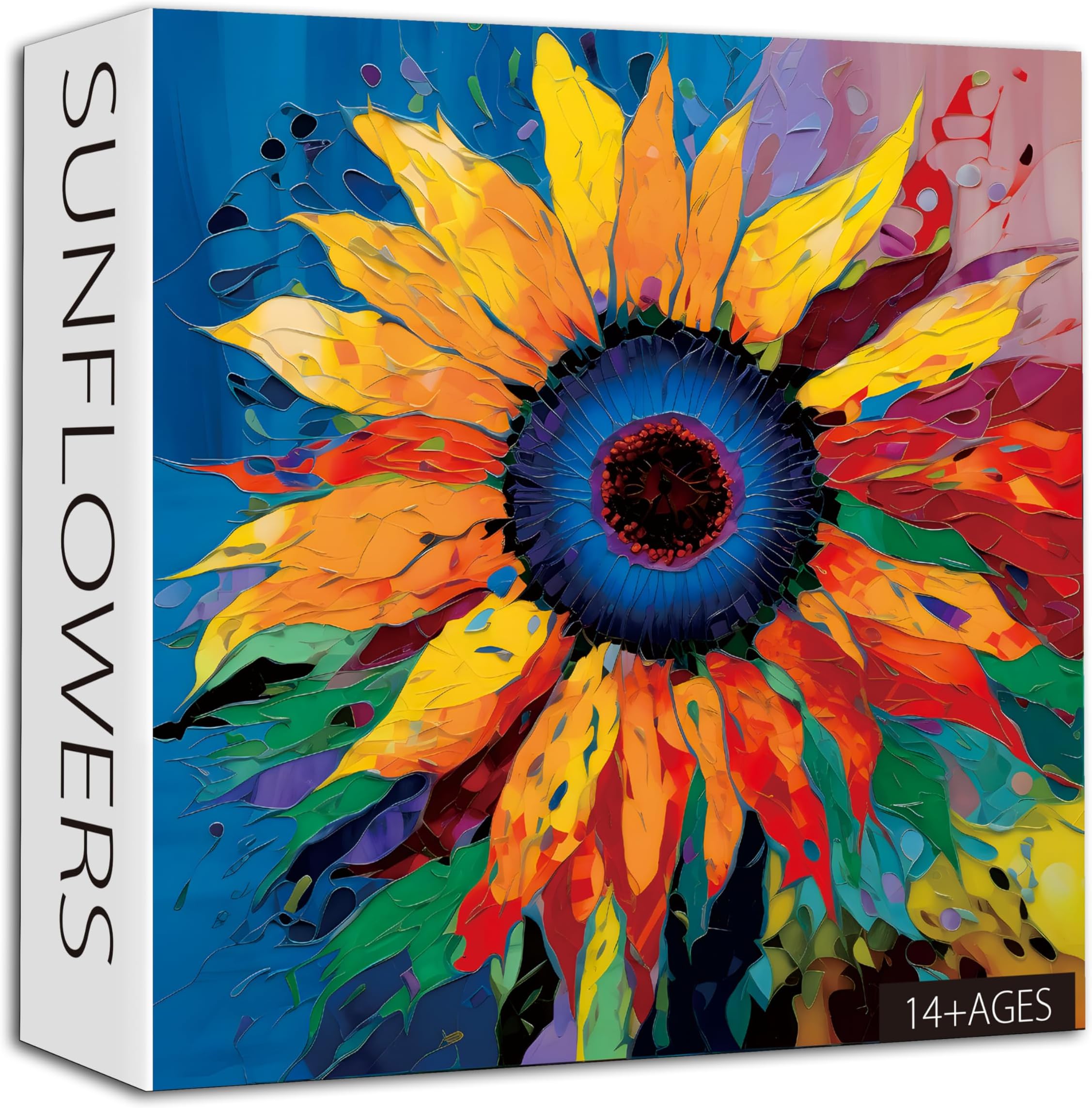 PICKFORU Sunflower Puzzle for Adults 1000 Pieces - Colorful Gradient Flower Fine Art Jigsaw, Floral Painting as Sunflower Decor