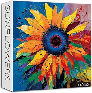 PICKFORU Sunflower Puzzles for Adults 1000 Pieces, Colorful Gradient Flower Puzzle, Fine Art Jigsaw Puzzles 1000 Pieces Painting, Sunflower Floral Puzzle as Sunflower Decor