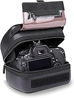 Vista 1 de USA Gear Hard Shell Camera Case for DSLR & Mirrorless Cameras, Compatible with Canon, Nikon, Sony & Fujifilm - Fits EOS R100, Rebel T7 / 2000D, negro