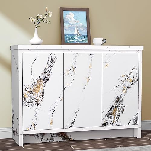 Miniatura 3 de Luban Nese Aparador de buffet con almacenamiento para cocina - Credenza de almacenamiento único de madera, 3 puertas, muebles modernos para comedor,