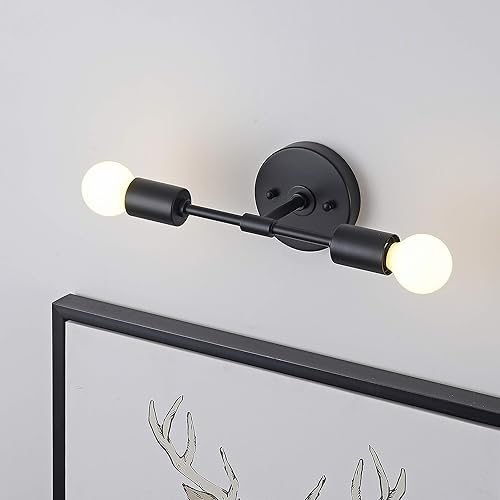 Miniatura 5 de BRIGHTTIA Aplique de pared de 2 luces, moderno y minimalista para tocador de baño y pasillo, lámpara de pared industrial expuesta de mediados de